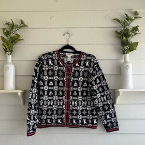 Talbots Vintage Fair Isle Metal Hook Closure Sweater Women’s Size Medium